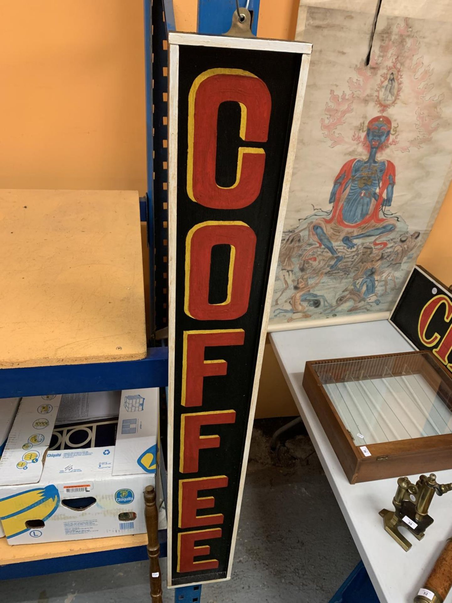 A PAINTED WOODEN COFFEE SIGN 19CM X 145CM - Image 2 of 3