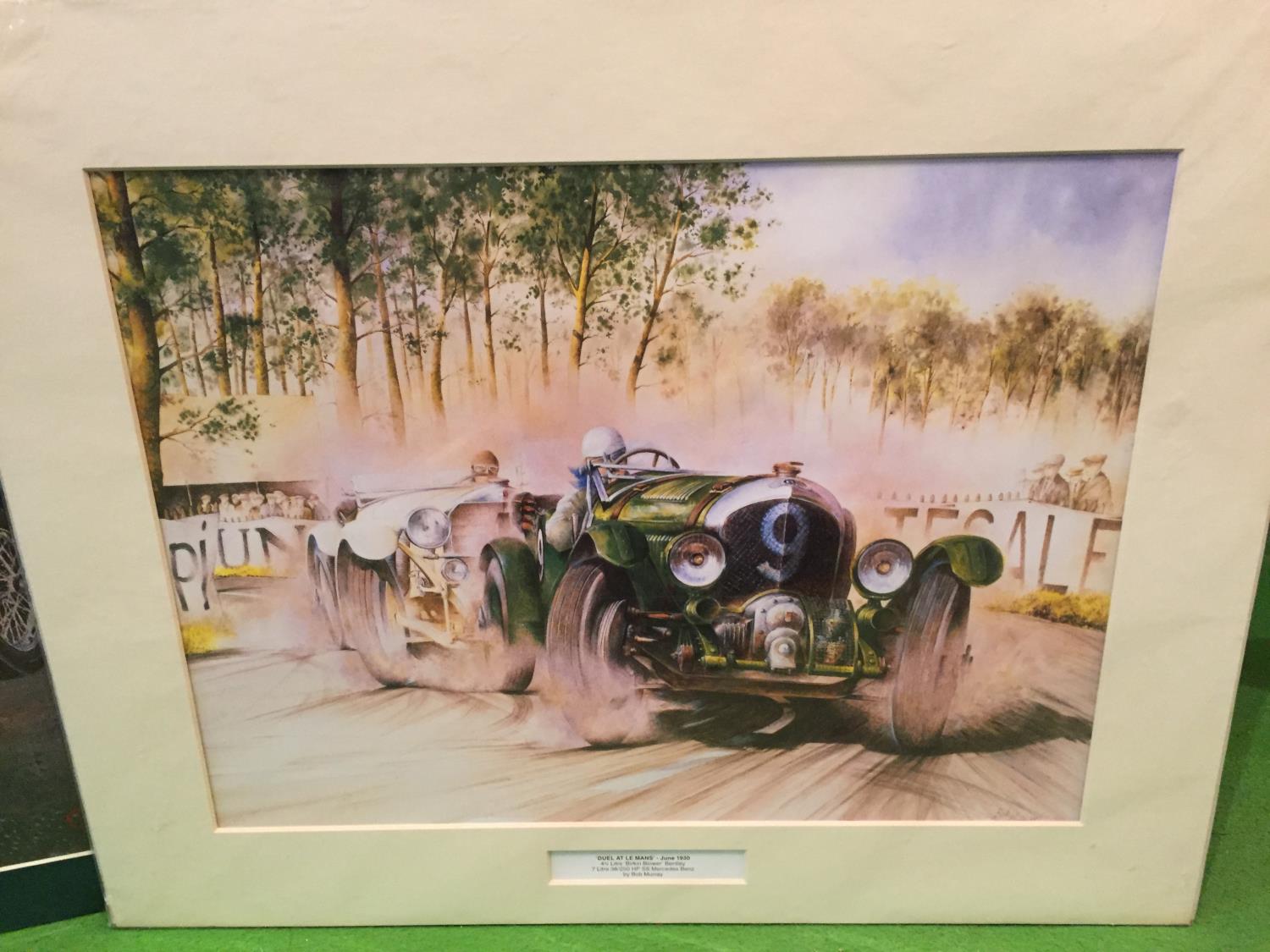 TWO PRINTS IN MOUNTS ONE OF A VINTAGE MG AND ONE OF DUAL AT LE MANS - Image 2 of 3