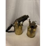 TWO BRASS BLOW LAMPS