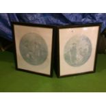TWO FRAMED PICTURES OF MYTHICAL SCENES