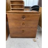 A RETRO TEAK CHEST OF THREE DRAWERS - 28" WIDE