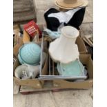 AN ASSORTMENT OF HOUSEHOLD CLEARANCE ITEMS TO INCLUDE CERAMICS AND LAMP SHADES ETC