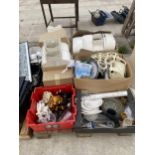 AN ASSORTMENT OF HOUSEHOLD CLEARANCE ITEMS TO INCLUDE CERAMIC FIGURES AND GLASS WARE ETC