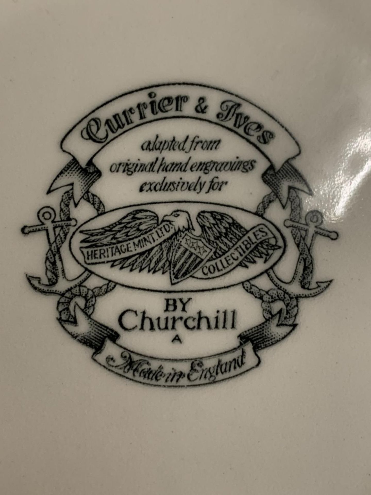 FOUR CHURCHILL CABINET PLATES DEPICTING THE SHIPS THEOXENA, US SHIP OF THE LINE OHIO, GREAT REPUBLIC - Image 4 of 5