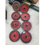 A SET OF EIGHT WILMOT TRUCKS DUDLEY TROLLEY WHEELS