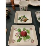 THREE PORTMERION DISHES DECORATED WITH FLORAL THEMES