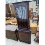 A MODERN CORNER CUPBOARD AND FIVE TIER VICTORIAN STYLE CORNER WHATNOT