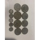 VARIOUS PRE DECIMAL COINS - HALF CROWNS, FLORINS AND SILVER THREEPENNY