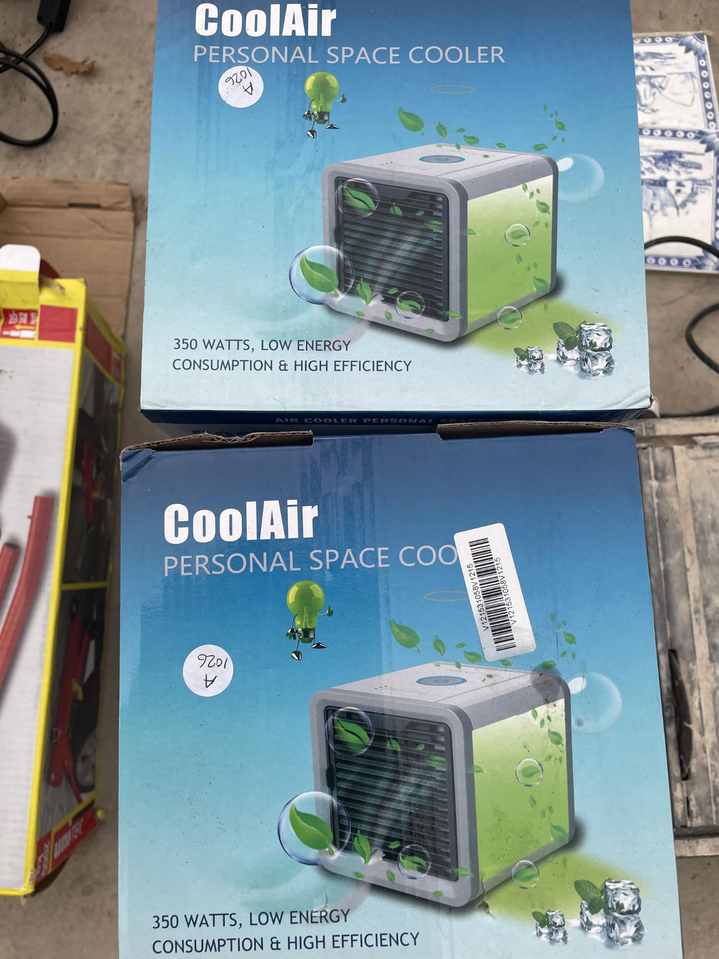 A TILE CUTTER AND FIVE BOXED COOLAIR PERSONAL SPACE COOLERS - Image 2 of 3
