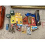 AN ASSORTMENT OF TOOLS TO INCLUDE WIRE STRIPPERS, OFFSET SCREWDRIVERS AND FILTERS ETC