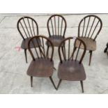 FIVE ERCOL STYLE DINING CHAIRS ( B.S.D.D-1960-2056)