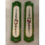 TWO FLORAL CERAMIC HANDPAINTED FINGER PLATES