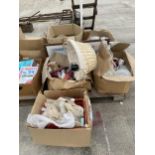 AN ASSORTMENT OF HOUSEHOLD CLEARANCE ITEMS TO INCLUDECERAMICS, A WICKER BASKET AND COAT HANGERS ETC