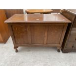 A MID 20TH CENTURY OAK BLANKET CHEST ON CABRIOLE LEGS 36" WIDE
