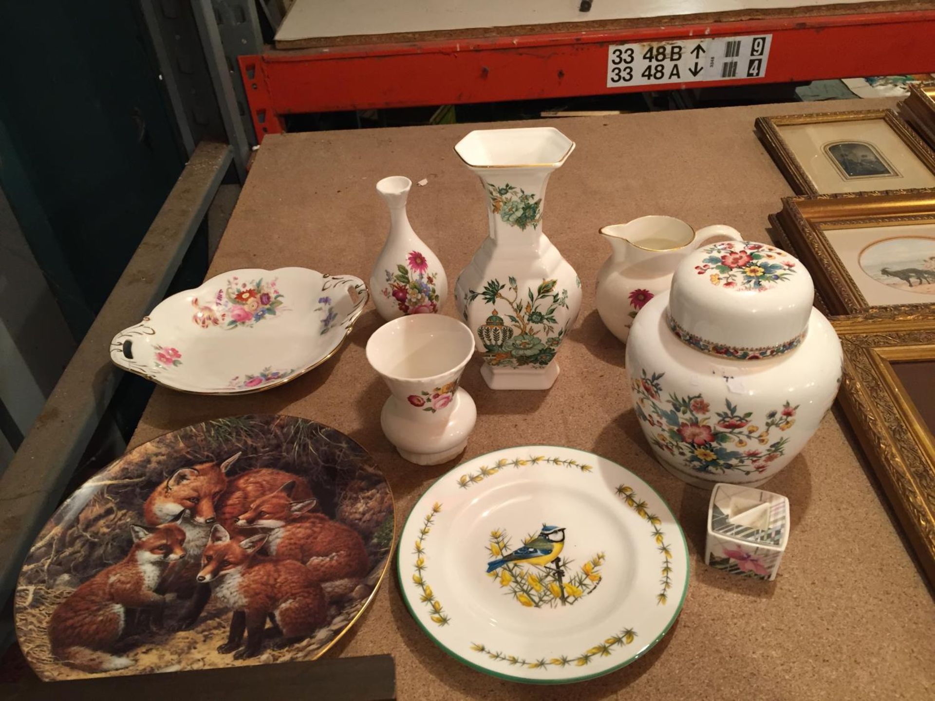 A COLLECTION OF MOSTLY COALPORT TO INCLUDE A GINGER JAR , ROSE VASE ETC