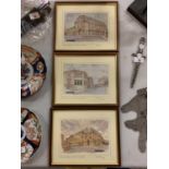 THREE PICTURES HANDPAINTED ON SILK TO COMMEMORATE CHESHIRE BUILDING SOCIETY, ALL LIMITED FIRST