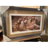 A SIGNED LIMITED EDITION PRINT OF RACING GREYHOUNDS 75/850