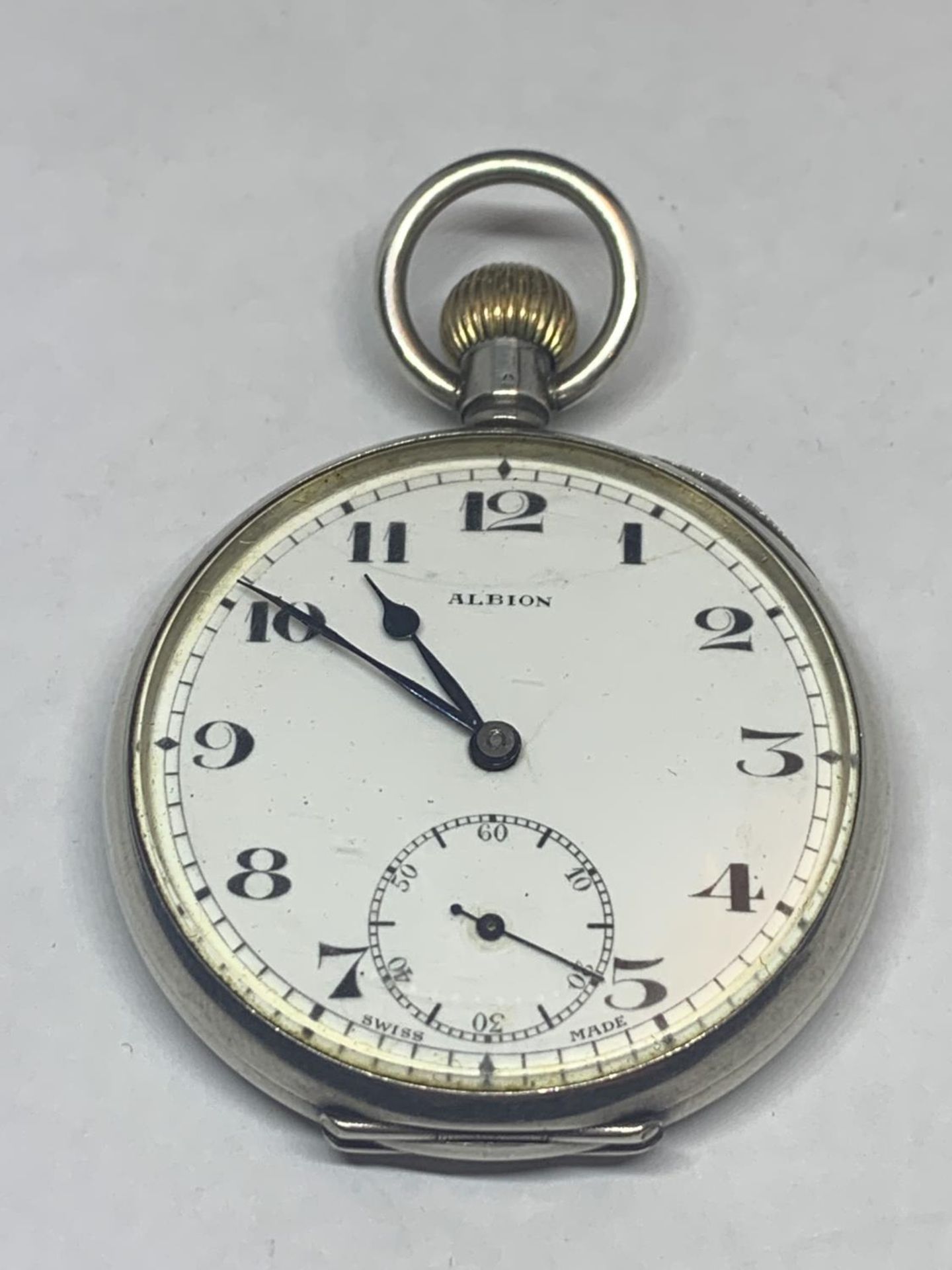 A SILVER ALBION POCKET WATCH MARKED 925