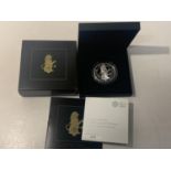 A THE ROYAL MINT 2020 UK ONE OUNCE SILVER PROOF COIN THE QUEEN'S BEASTS , THE WHITE LION OF MORTIMER