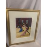 A GILT FRAMED LIMITED EDITION LIZ TAYLOR WEBB PICTURE 'IT TAKE TWO' PENCIL SIGNED TO LOWER RIGHT