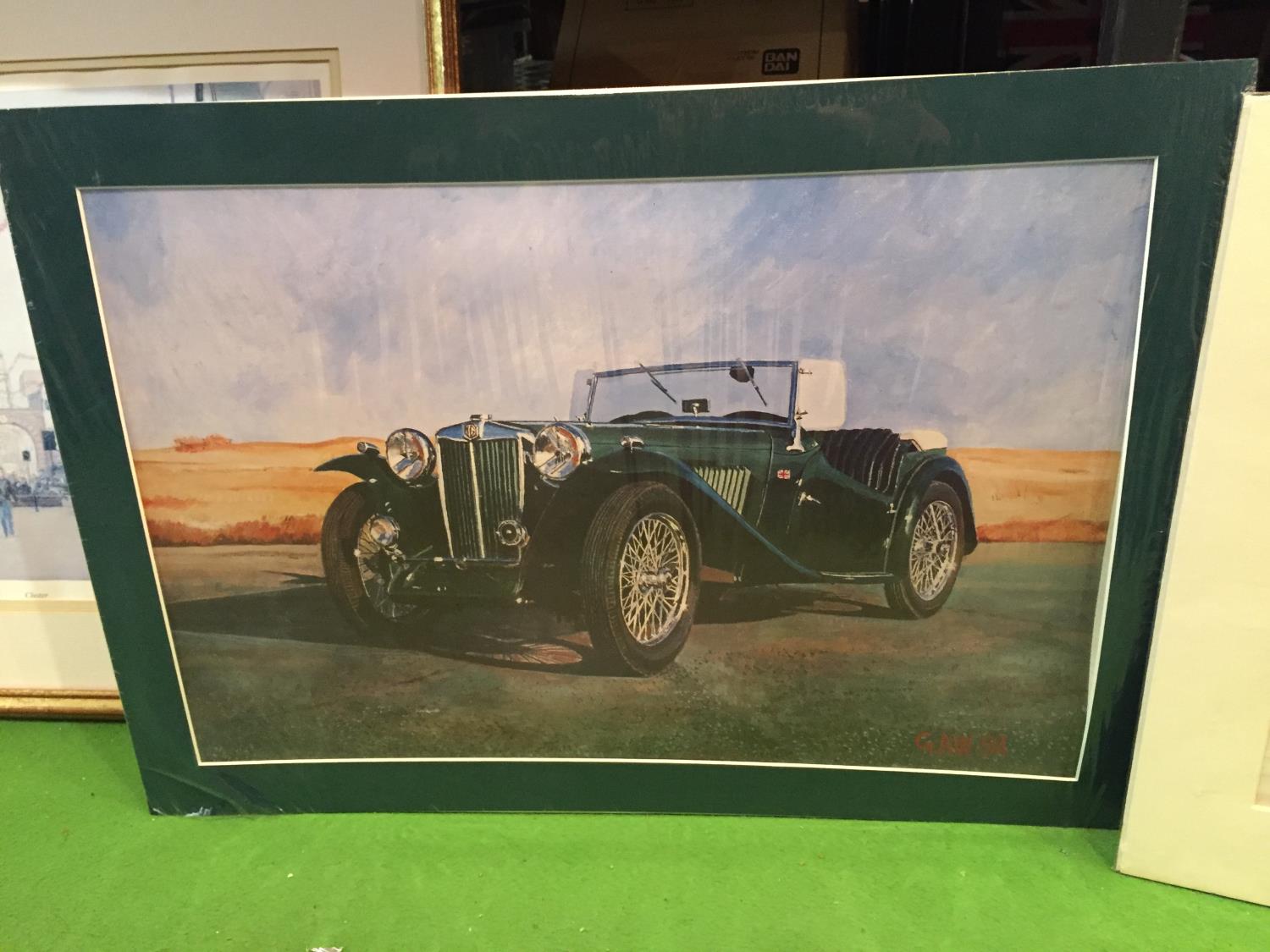 TWO PRINTS IN MOUNTS ONE OF A VINTAGE MG AND ONE OF DUAL AT LE MANS - Image 3 of 3