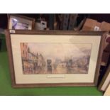 A LARGE FRAMED PICTURE OF EMPIRE DAYS - HOME PORT BY J L CHAPMAN