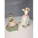 TWO FIGURES TO INCLUDE A COALPORT 'THE AGE OF ELEGANCE INTERLUDE' AND A ROYAL DOULTON 'CLAIRE'