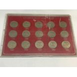 A FIFTEEN QUEEN ELIZABETH II SIXPENCES 1953 - 1967 SET