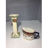 A DOULTON ALMA JUG AND A FURTHER ROYAL DOULTON CANDLESTICK D1903