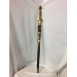 CHINESE FIGHTING SWORD WITH A SNAKESKIN AND BRASS SCABARD AND CARRY CASE