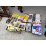 AN ASSORTMENT OF ITEMS TO INCLUDE WOOD SCREWS, A CAR BODY REPAIR KIT AND FURNITURE KNOBS ETC