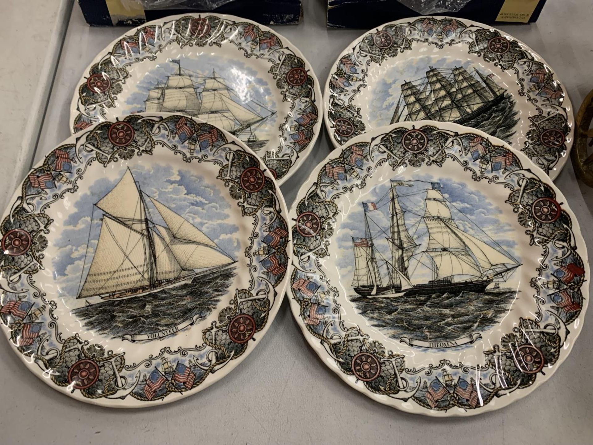 FOUR CHURCHILL CABINET PLATES DEPICTING THE SHIPS THEOXENA, US SHIP OF THE LINE OHIO, GREAT REPUBLIC - Image 2 of 5