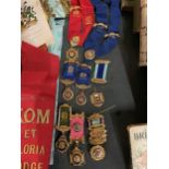 MASONIC EPHEMERA WITH SOME ITEMS FROM THE ORDER OF THE BUFFALOES TO INCLUDE MEDALS, PENNANTS, RULE