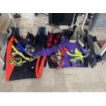 AN ASSORTMENT OF SCUBA DIVING AND SNORKELLING EQUIPMENT TO INCLUDE WETSUITS AND MASKS ETC