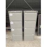 A PAIR OF BISLEY FOUR DRAWER METAL FILING CABINETS