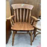 A SMALL VICTORIAN STYLE FARMHOUSE CHAIR