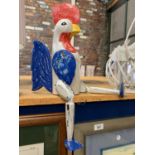 A SHABBY CHIC SHELF SITTING WOODEN ROOSTER