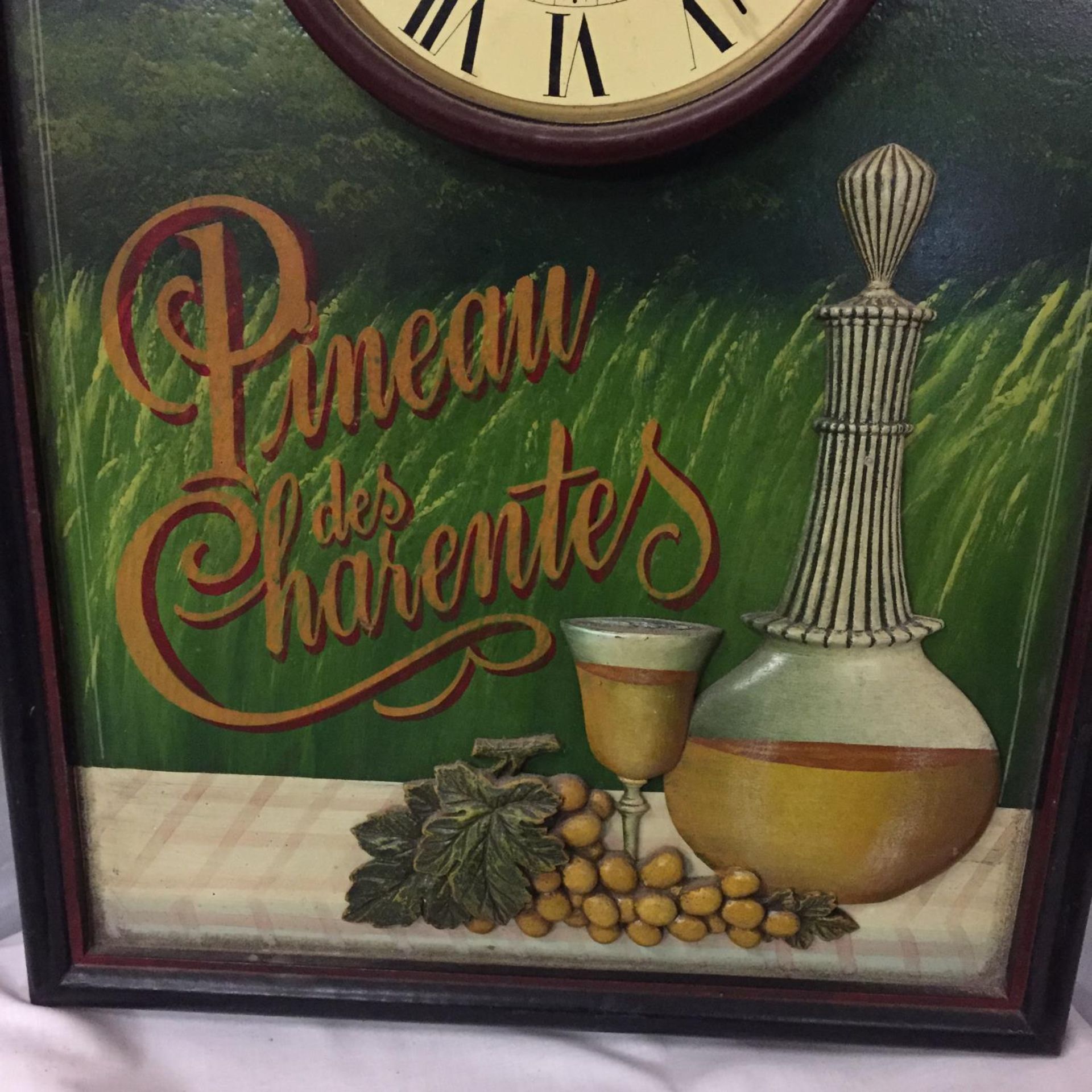 A PINEAU DES CHARENTES ADVERTISING BOARD WITH CLOCK - Image 2 of 3