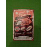 A VINTAGE STYLE TIN CAR SALES SIGN