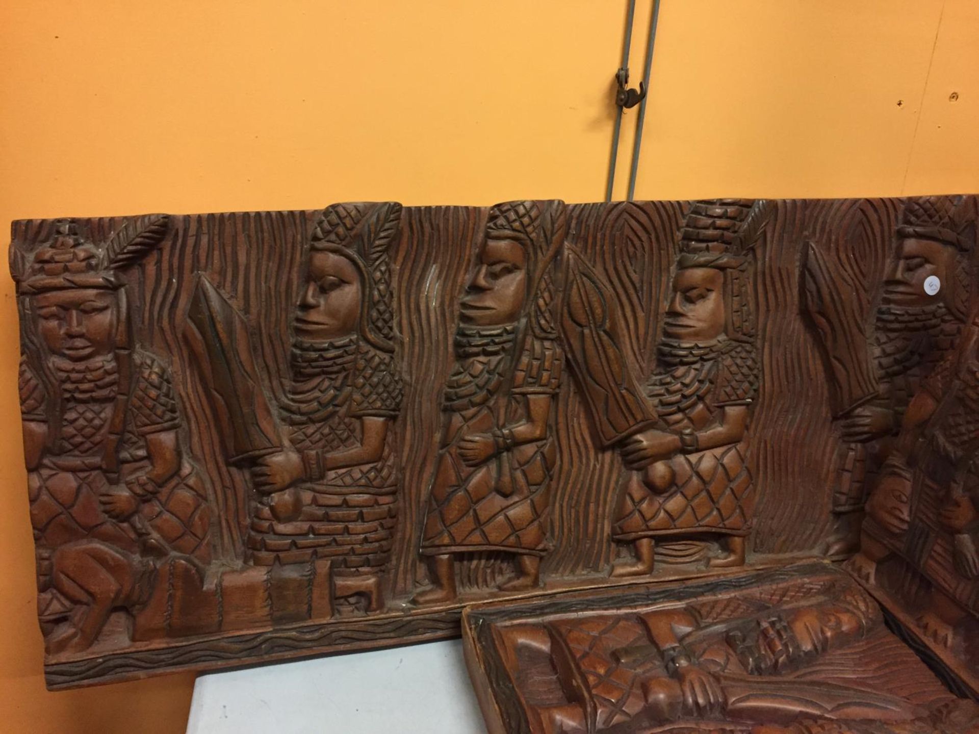 THREE HEAVILY CARVED WOODEN RELIGIOUS PANELS - Image 4 of 4