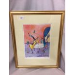 A GILT FRAMED LIMITED EDITION LIZ TAYLOR WEBB PICTURE 'LADIES WHO LUNCH' PENCIL SIGNED TO LOWER