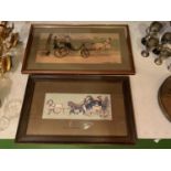 AN OLD FRAMED PRINT OF A LIVERPOOL HORSE DRAWN COACH