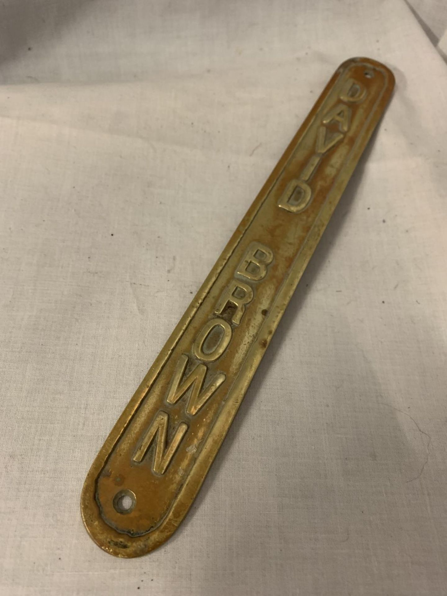 A BRASS 'DAVID BROWN' DOOR PLATE, 31.5CM LENGTH - Image 2 of 2