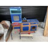 AN ASSORTMENT OF CHILDRENS TOYS TO INCLUDE A ROCKING HORSE, SMALL SLEDGE AND WOODEN CHIULDRENS