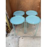 A GROUP OIF FOUR RETRO STYLE METAL SIDE TABLES