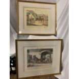 TWO LARGE FRAMED AND MOUNTED PRINTS 'HORSE DEALING NO1 AND NO2 BY R SCANLAN