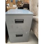 A MODERN METAL TWO DRAWER FILING CABINET