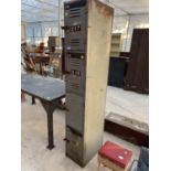 A VINTAGE METAL FOUR SECTION LOCKER UNIT