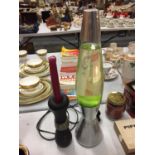 A DARTINGTON STUDIO CANDLE STICK AND A LAVA LAMP