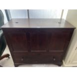 A 19TH CENTURY PINE BLANKET CHEST WITH DRAWER TO THE BASE, ON BRACKET FEET, 41" WIDE